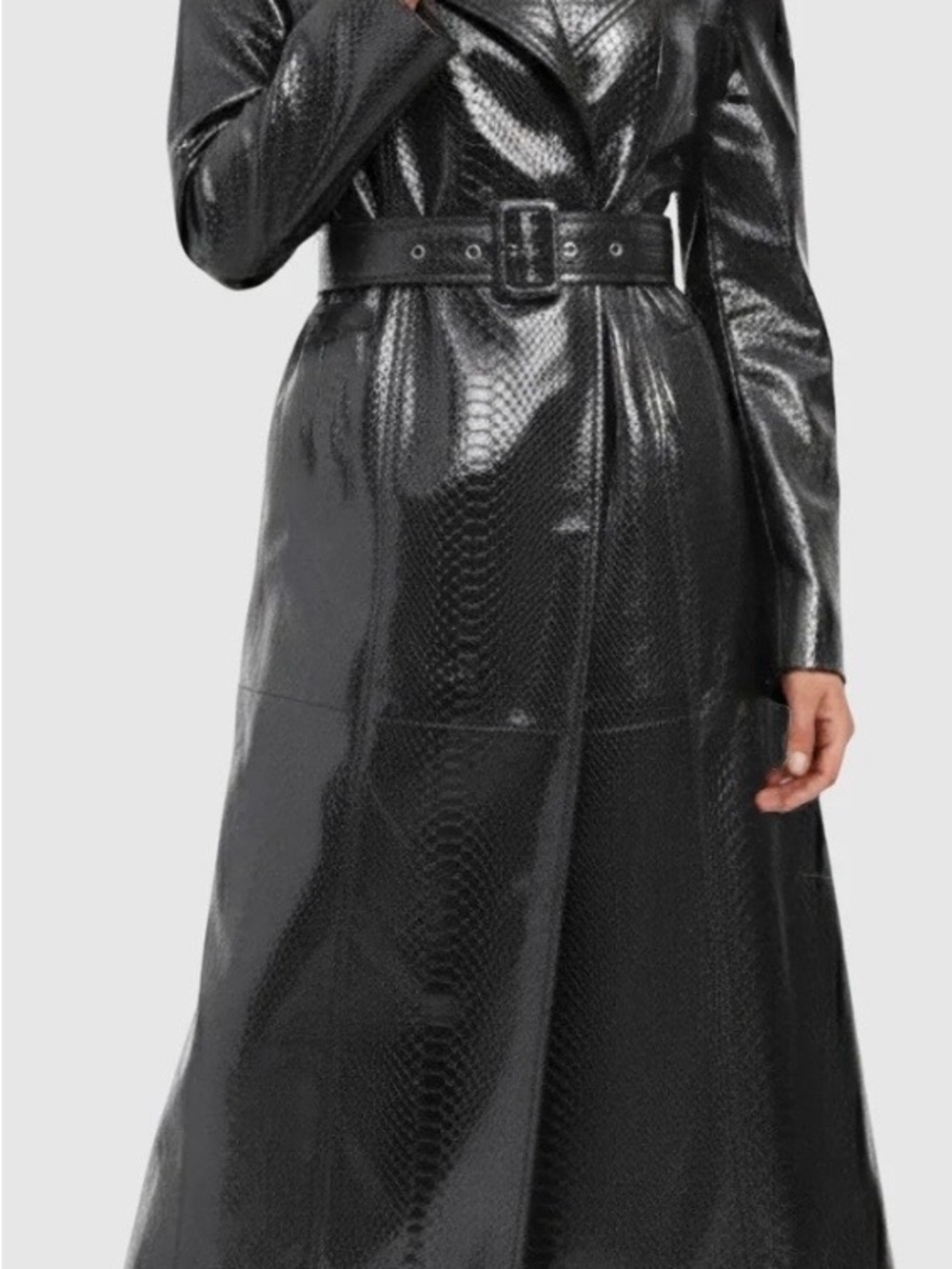 GORSKI Montréal Python Print Lamb Suede Belted Trench Coat NWT Medium